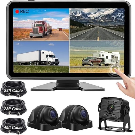 3 Camera Wired Backup Camera System with Monitor