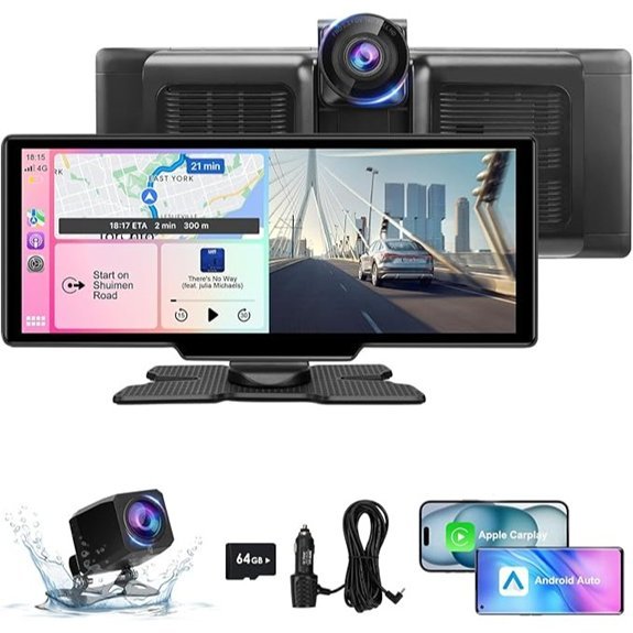 10.26 Wireless Carplay Screen with 4K Dash Cam