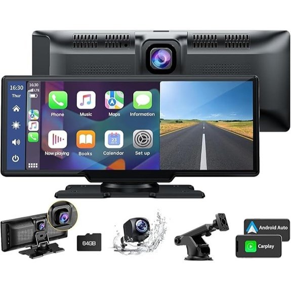 LAMTTO Wireless Carplay with Dash Cam and GPS