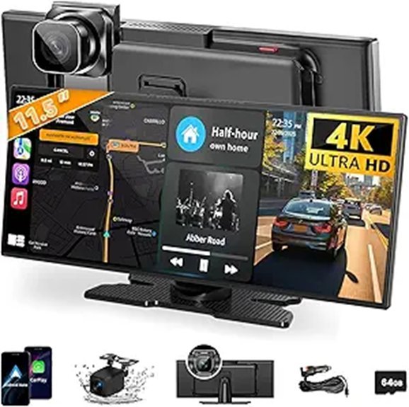 11.5 Inch Wireless CarPlay Screen with Dash Cam