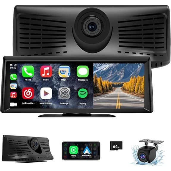 Wireless CarPlay Screen with Dash Cam and Touchscreen