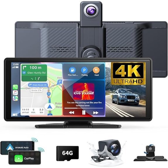 10.26 Wireless CarPlay Car Stereo with 4K Dash Cam