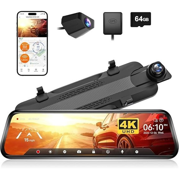 WOLFBOX G930 10'' Rear View Mirror Camera