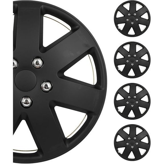 SCITOO 4pcs 16-Inch Black Hubcaps Set