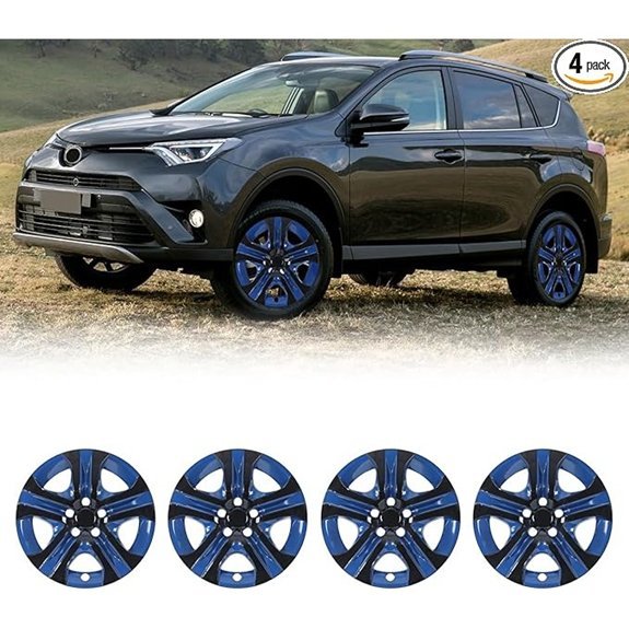 17 Inch Black & Blue Hubcaps Set of 4