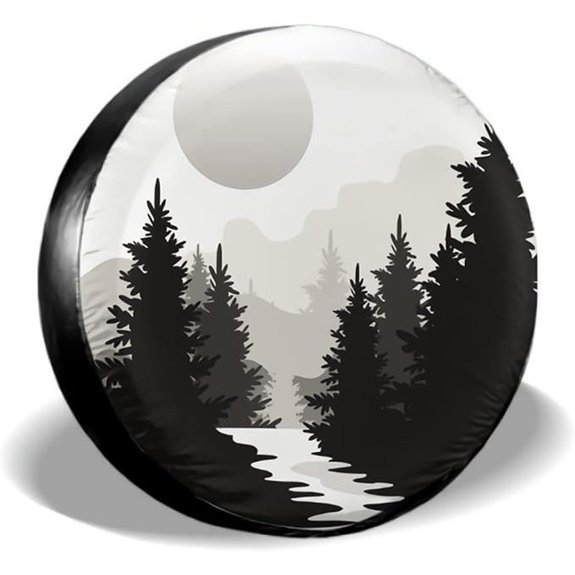 Abstract Moon Waterproof Spare Tire Cover 16 Inch