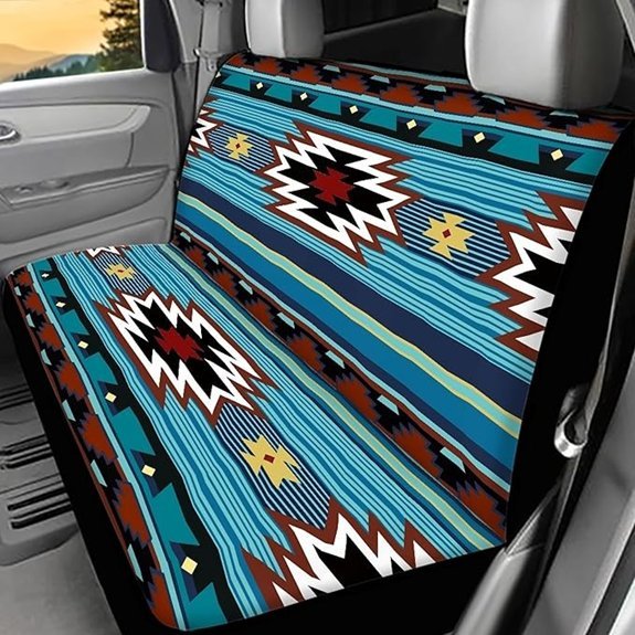 WELLFLYHOM Aztec Print Rear Split Bench Seat Cover