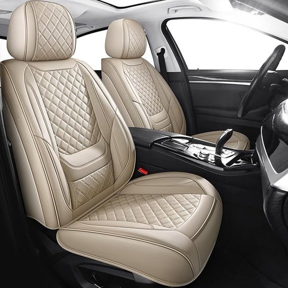 Chezope Beige Leather Car Seat Covers (Front Pair)