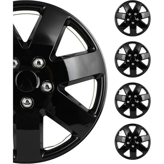 SCITOO 16 Inch Black Hubcaps Set of 4