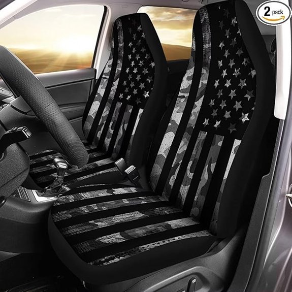 Black Camouflage USA Flag Front Car Seat Cover