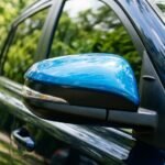blue cover passenger mirror