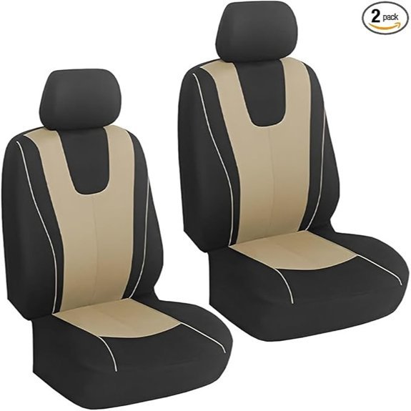 YoRise 2PCS Breathable Car Seat Covers (Beige)