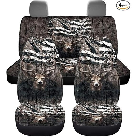 Deer Flag Tree Camo Car Seat Covers Full Set