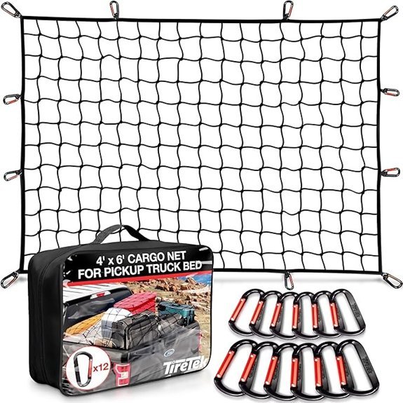 Pickup Truck Bed Cargo Net with Carabiners