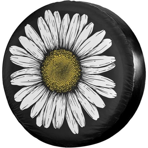 Foruidea Daisy Flower Spare Tire Cover 17 Inch