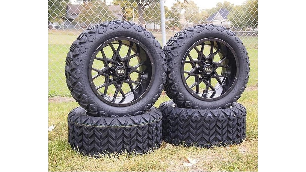 glossy black golf cart wheels