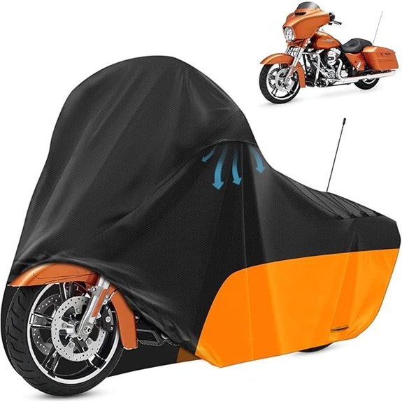 Motorcycle Cover for Harley Davidson Models (Black & Orange)