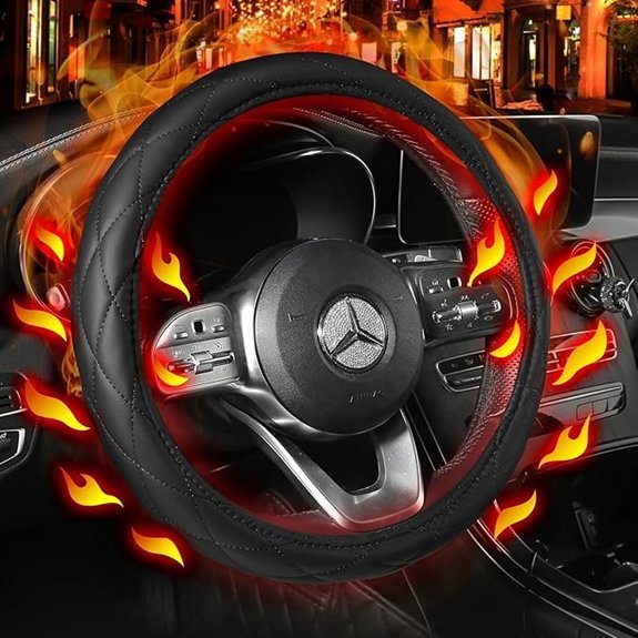 WARMITORY Heated Steering Wheel Cover (12V Black)