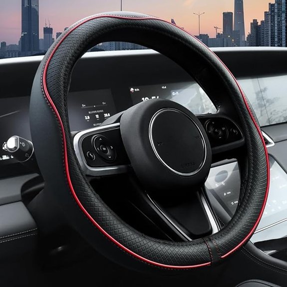 Ouzorp Microfiber Leather Steering Wheel Cover 14.5-15 inch