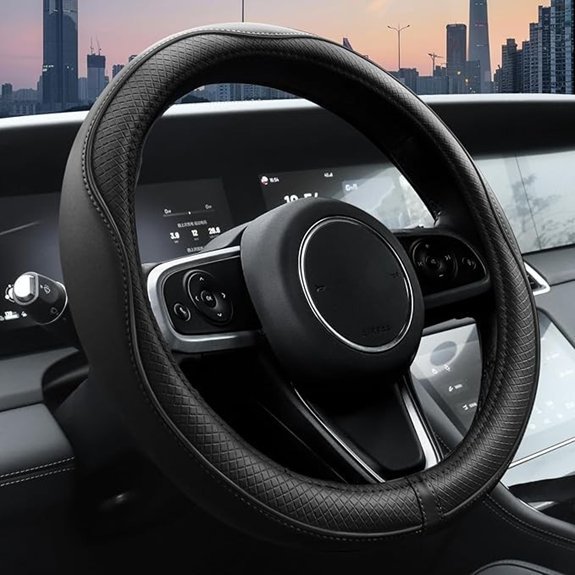 Ouzorp Microfiber Leather Steering Wheel Cover (14.5-15 inch)