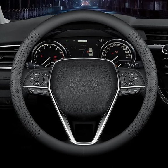 LKWLIKEI Nappa Leather Steering Wheel Cover (15 inches)