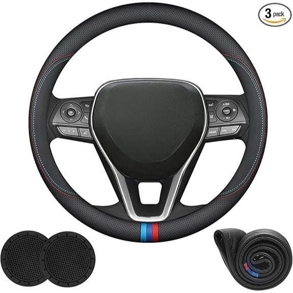 3 Pack Nappa Leather Steering Wheel Covers for RAV4