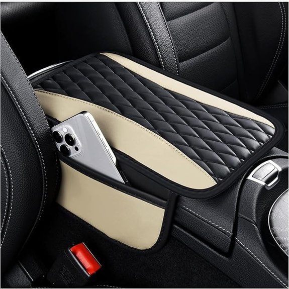 IHOTDER Patchwork Leather Center Console Cover for Cars