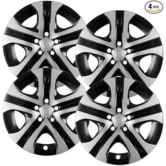 Premium Quality 17 Silver & Black Hubcaps (Set of 4)