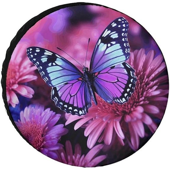 Universal Waterproof Spare Tire Cover Purple Butterfly Design