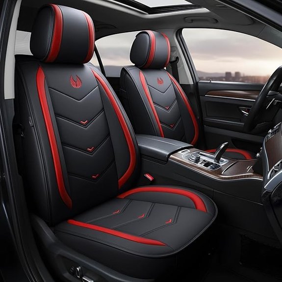 Black Waterproof Faux Leather Car Seat Covers (OS-003 Red)