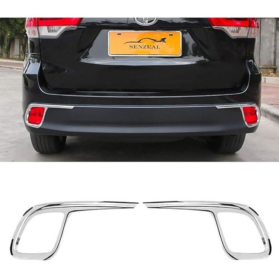 Senzeal Chrome Rear Fog Light Trim for Toyota Highlander
