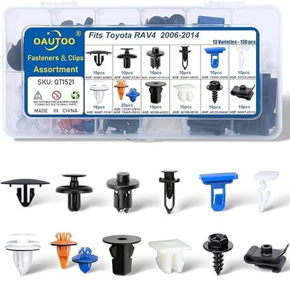 OAUTOO 130pcs Toyota RAV4 Retainer Fastener Clip Kit
