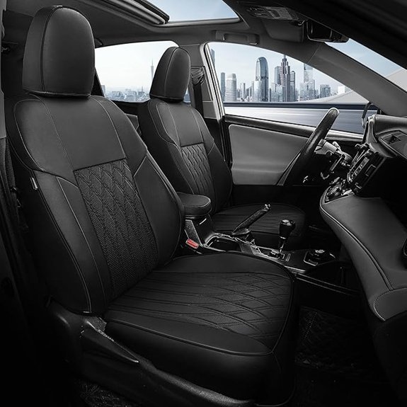 RAV4 Custom Fit Leather Seat Covers Waterproof Black