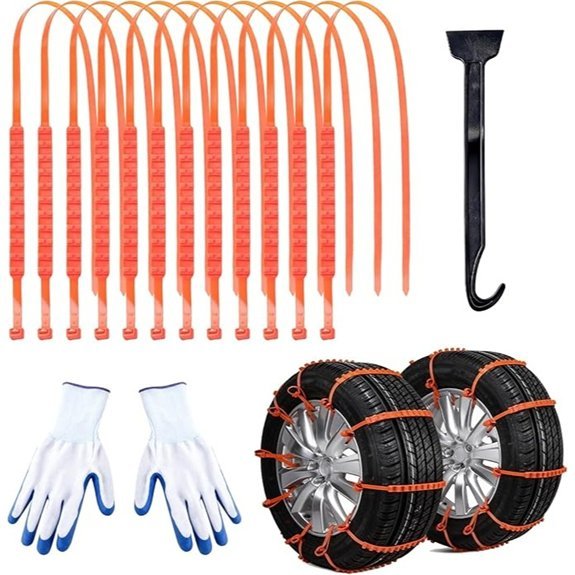 JINGKE Reusable Adjustable Snow Tire Chains (12 Pcs)