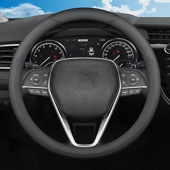 Toyota Steering Wheel Cover (Black Leather 14.5-15 inch)