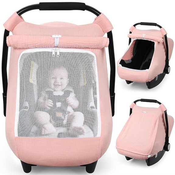Rquite Breathable Muslin Baby Car Seat Cover