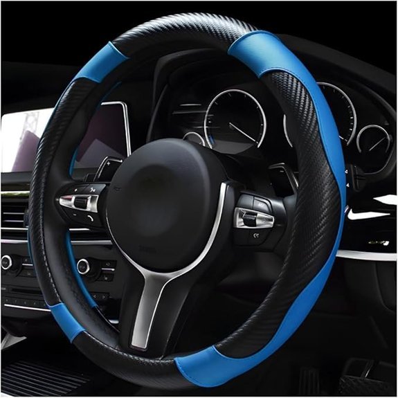 DXNQ Carbon Fiber Leather Steering Wheel Cover