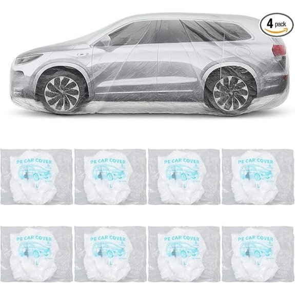 Molain Disposable Clear Plastic Car Cover (4 Pack)