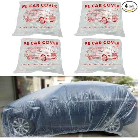 Disposable Clear Plastic Car Cover 4 Pack