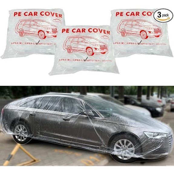 LuliKa Disposable Clear Plastic Car Cover (3-Pack)