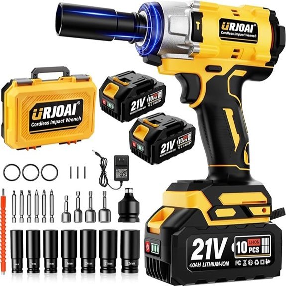 Urjoai Cordless Brushless Impact Wrench with Batteries