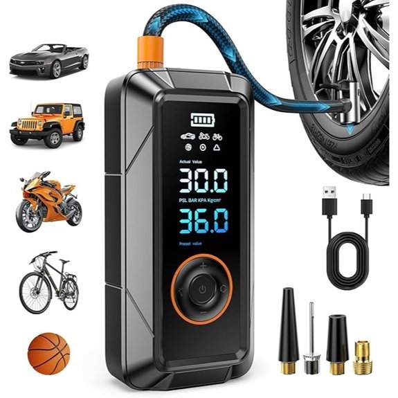 Portable Cordless Tire Inflator with Digital Gauge