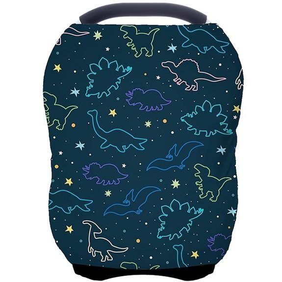 Car Seat Canopy Cover for Babies (Dark Blue Dinosaur)