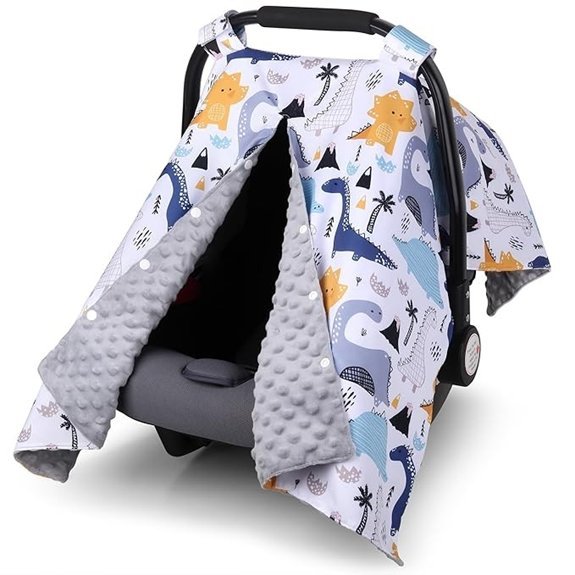 Rquite Baby Car Seat Cover Minky Dinosaur