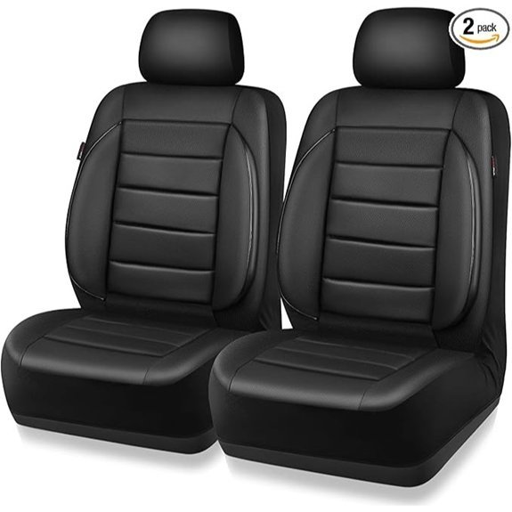 CAR PASS Faux Leather Front Seat Covers (2 Pieces)