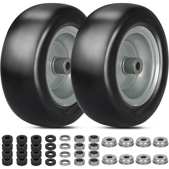 2 PCS Flat Free Lawn Mower Tires with Adapter Kit