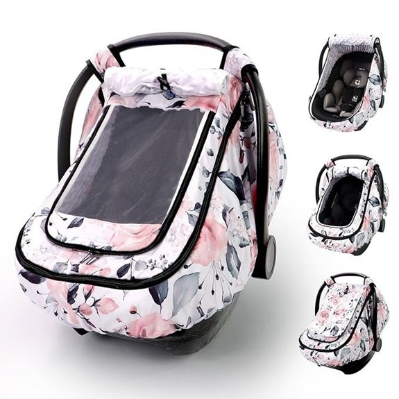 Pink Floral Baby Car Seat Canopy Cover