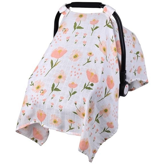 Muslin Baby Car Seat Cover Pink Floral
