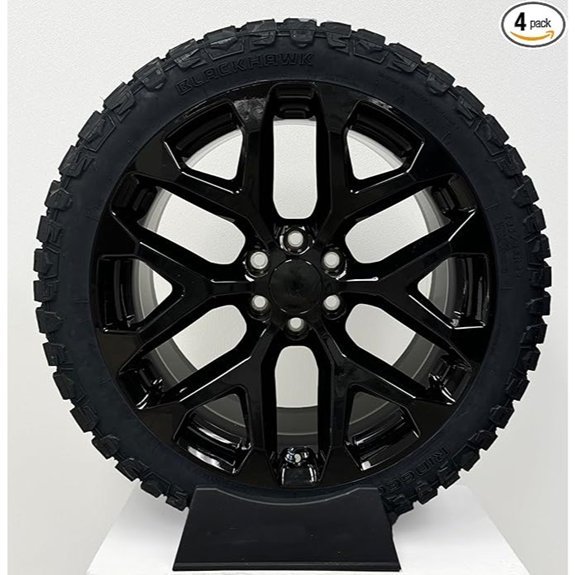 22 Gloss Black Snowflake Replica Wheels with Tires
