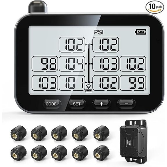 GUTA Trailer Tire Pressure Monitoring System with 10 Sensors